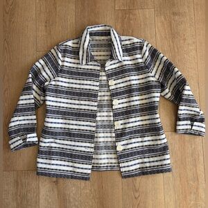 Draper’s & Damon’s Blue Stripe Textured Jacket Medium Coastal Chic